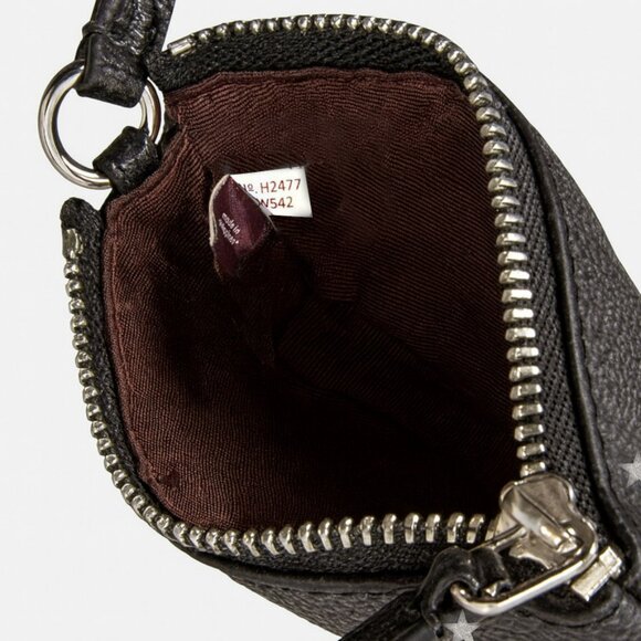Coach Nolita Star Print Bag Charm – Black Pebble Leather Keychain NWT - Picture 5 of 5